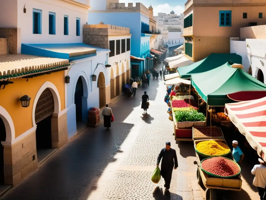 Vibrante vista de las calles de Rabat, Marruecos, donde la historia y la modernidad conviven en armonía