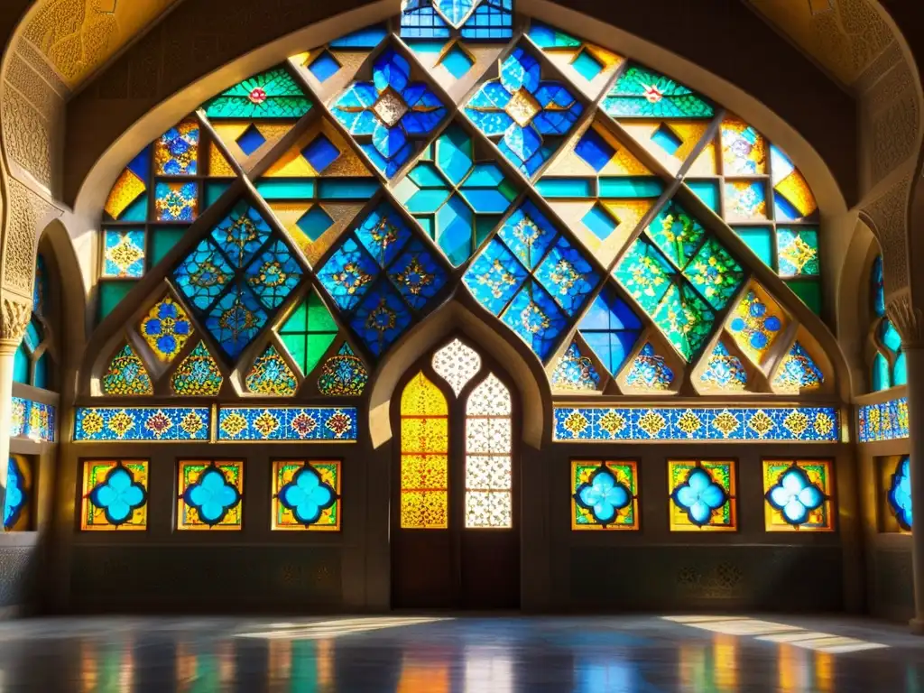 Vibrantes patrones de cristal en la Mezquita Nasir al-Mulk en Shiraz, Irán, ejemplifican las contribuciones islámicas a la cristalografía