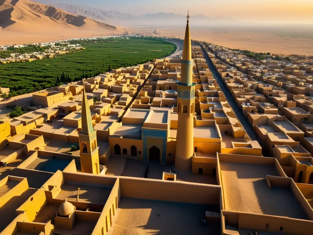 Una vista aérea impresionante de la antigua Ciudad del Fuego Sagrado Yazd, Irán