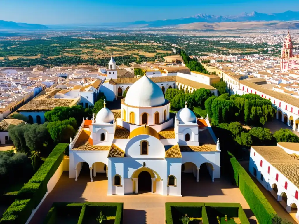 Vista aérea impresionante de la histórica MezquitaCatedral en Córdoba, España, destacando su diseño arquitectónico y rol en la conversión al Islam