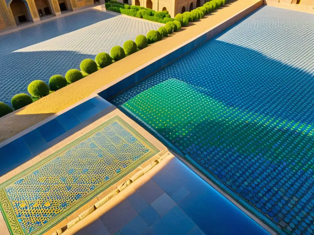 Vista de Samarkanda al atardecer con luz dorada sobre la histórica plaza Registan, destacando la belleza de las madrasas iluminadas