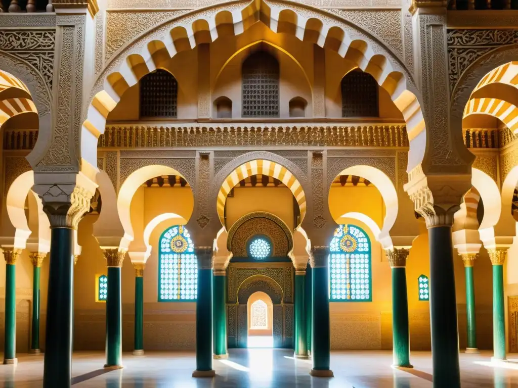 Vista detallada de la Gran Mezquita de Córdoba, reflejando la evolución arquitectónica del mundo islámico en su esplendor