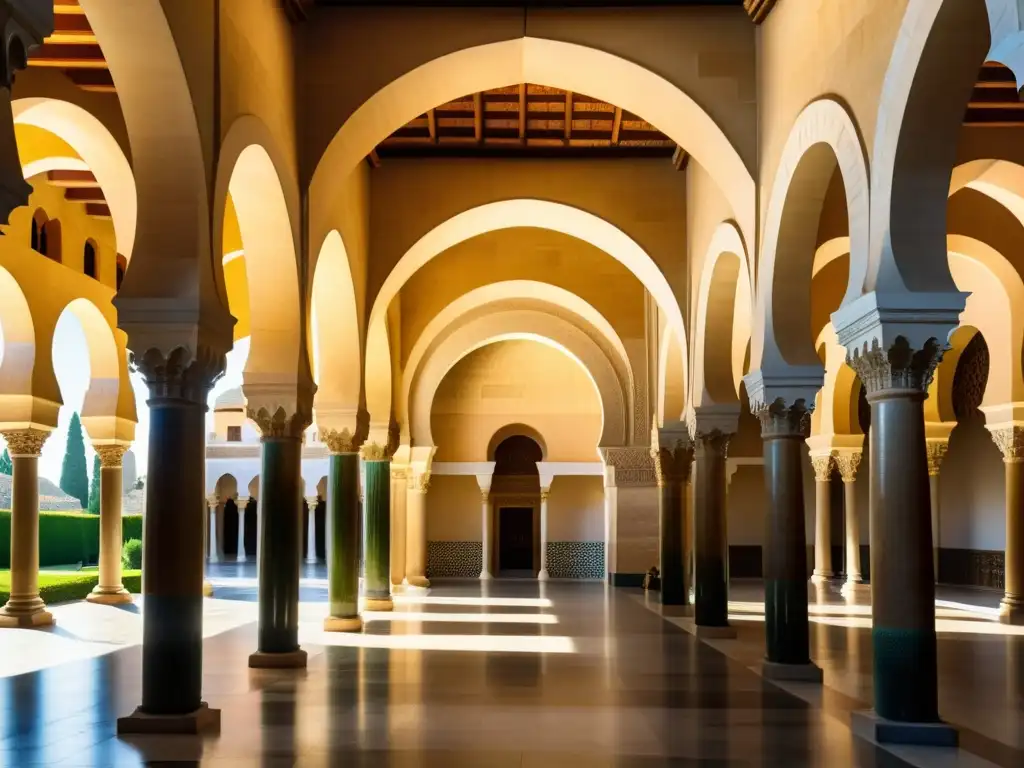 Vista detallada de la Gran Mezquita de Córdoba, con sus arcos y columnas