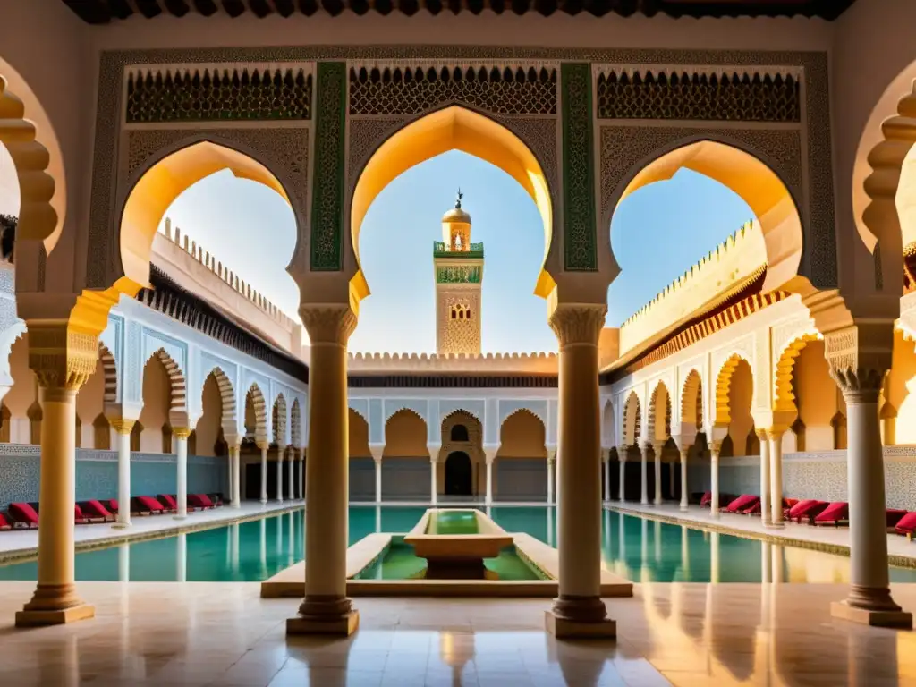 Vista espectacular de la Universidad Al-Qarawiyyin en Fez, Marruecos, con su rica herencia intelectual y detalles arquitectónicos impresionantes