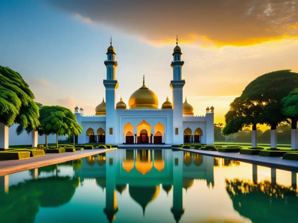 Vista impresionante de la Gran Mezquita de Java Central, Indonesia, en un atardecer vibrante