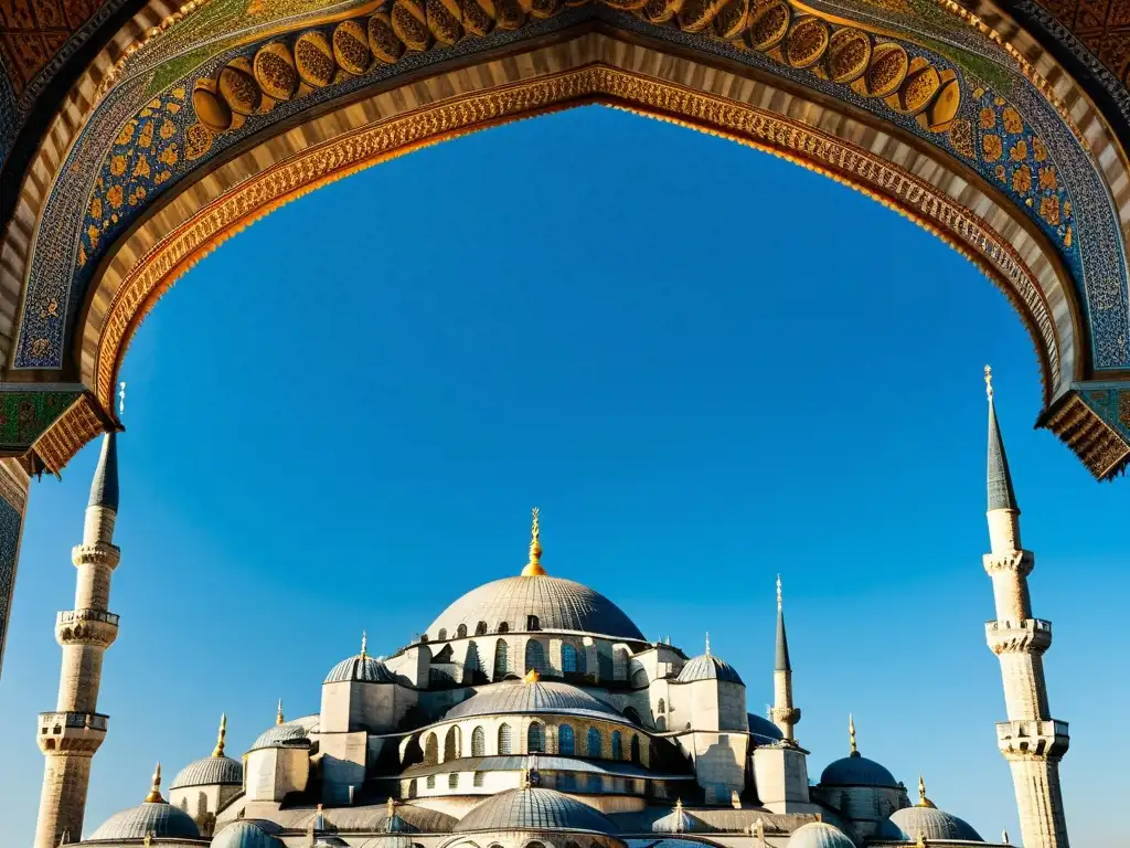 Vista impresionante de la Mezquita Azul en Estambul, Turquía, destacando sus estilos de mezquitas alrededor