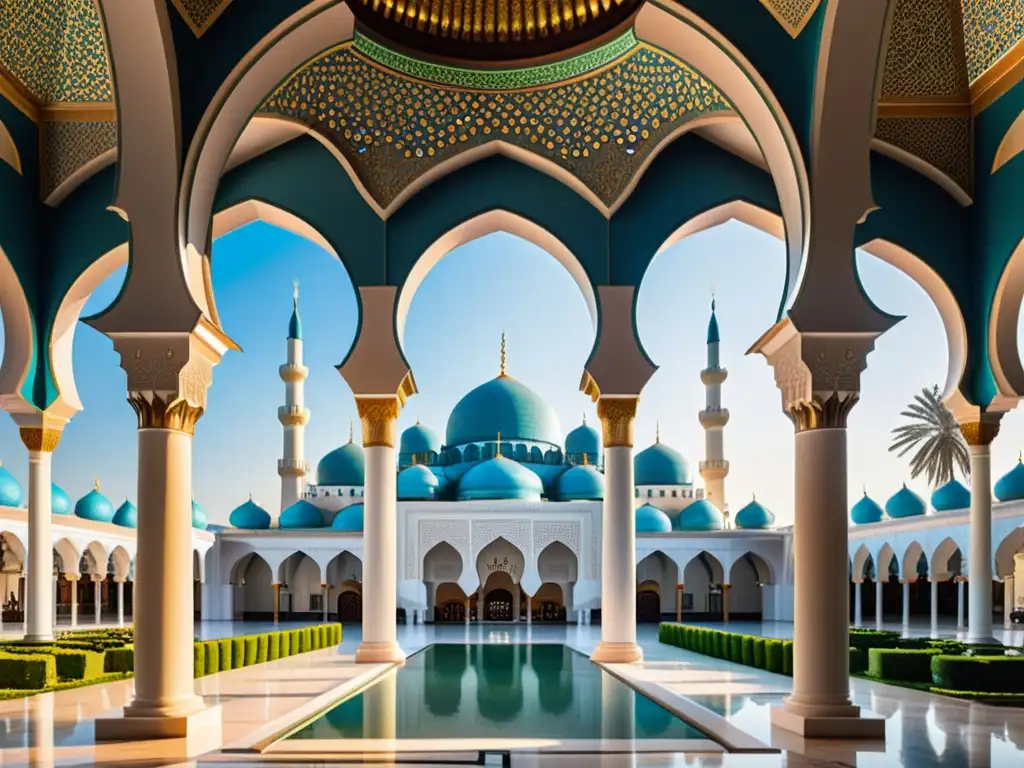 Vista impresionante de una mezquita islámica contemporánea, simbolismo arquitectura mezquitas islámicas