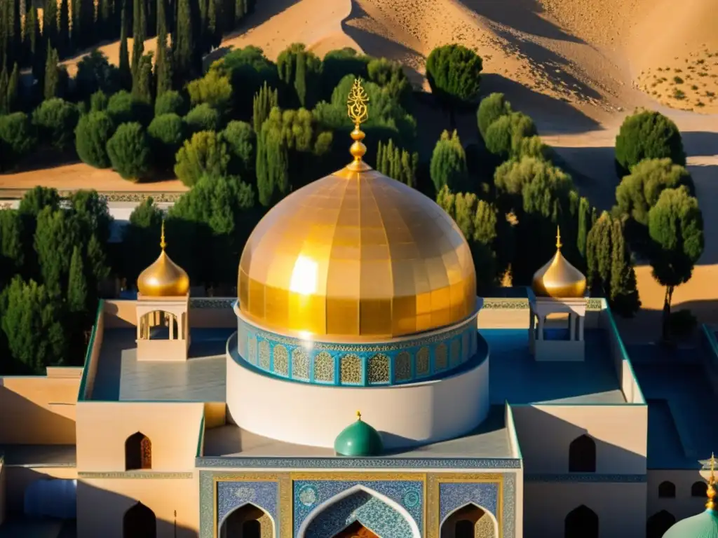 Vista impresionante de la mezquita Jamkaran en Qom, Irán, reflejada en el estanque al atardecer