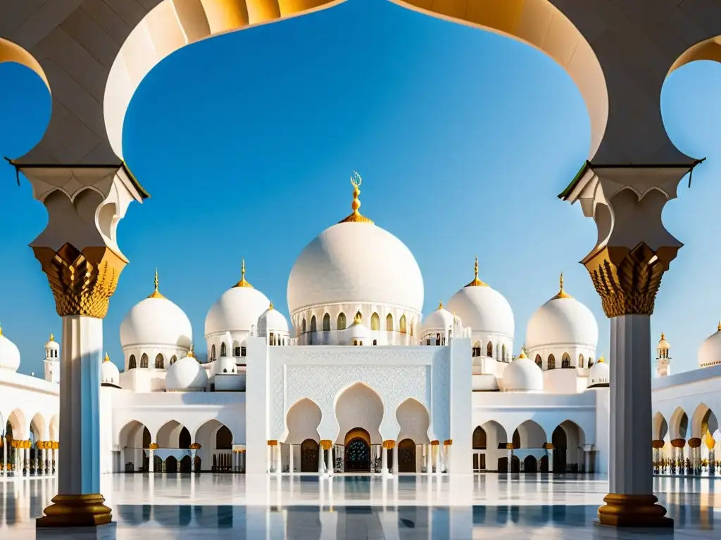 Vista impresionante de la Mezquita Sheikh Zayed en Abu Dhabi, reflejando la evolución arquitectura mezquitas islámicas