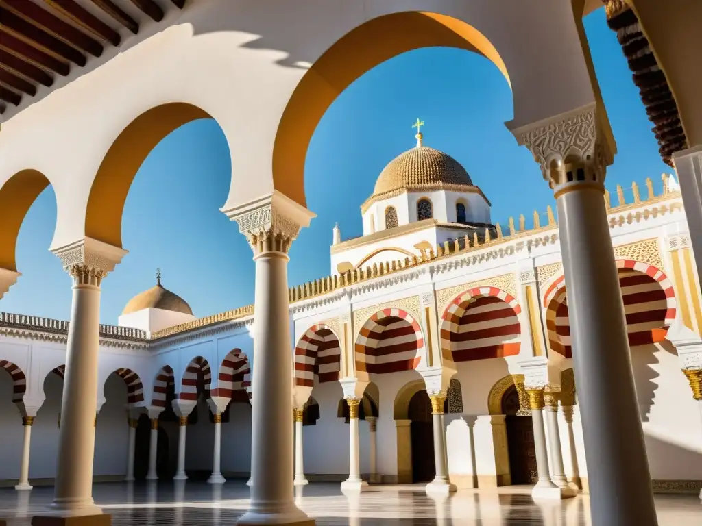 Vista impresionante de la MezquitaCatedral de Córdoba, símbolo del Califato como centro de diálogo interreligioso, bañada por la cálida luz andaluza