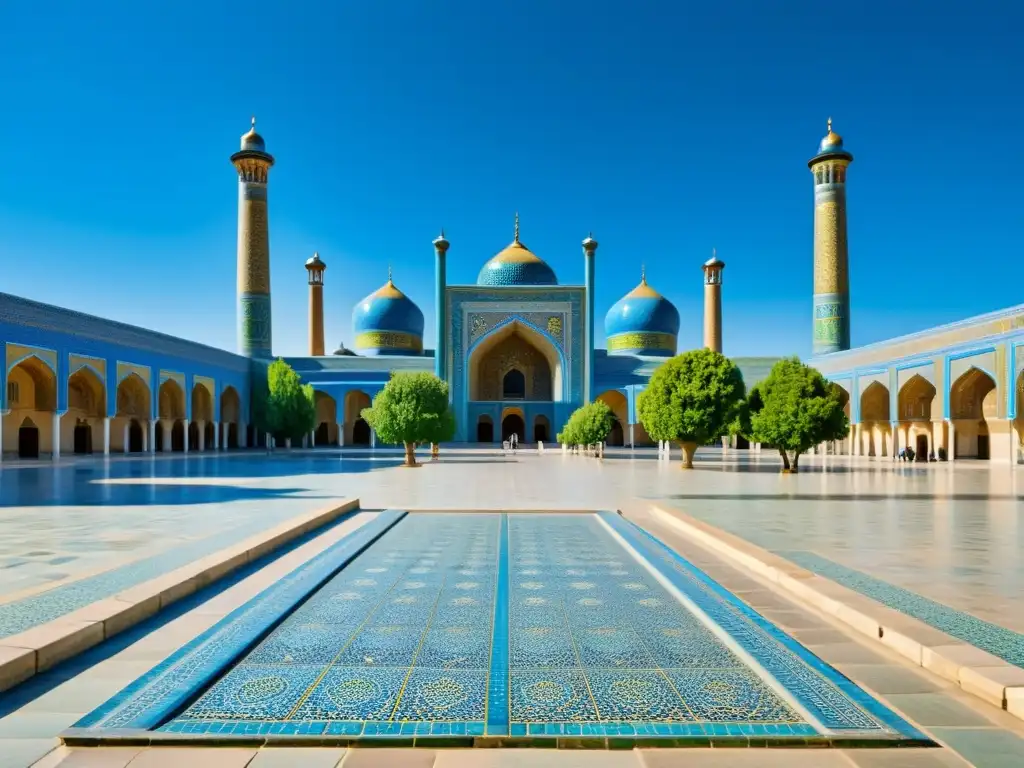 Vista impresionante del Renacimiento islámico en Asia Central en la Plaza Registán, Samarcanda, con sus minaretes y detalles decorativos