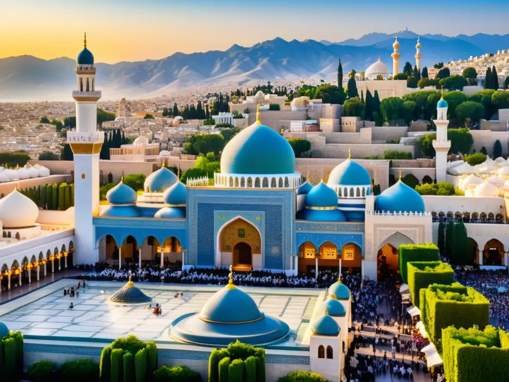 Vista impresionante de la Safavidera con mezquitas, bazares y jardines, reflejando la evolución arquitectónica en el mundo islámico