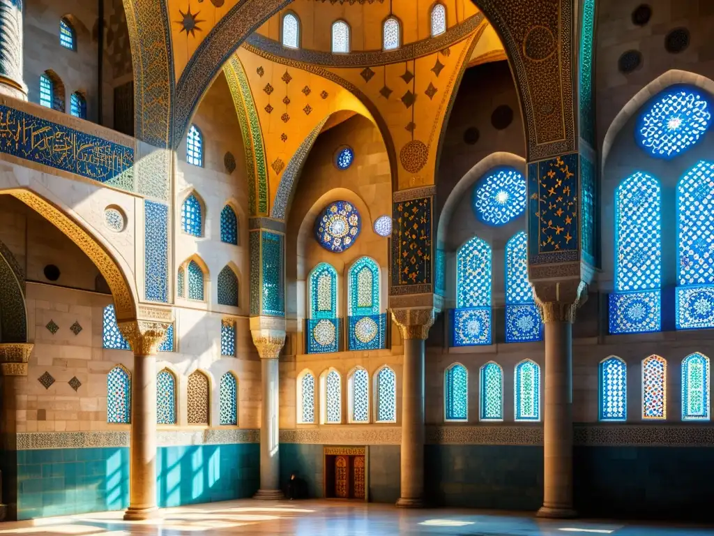 Vista interior de la Mezquita Azul resalta su significado espiritual y detalles arquitectónicos en Estambul, Turquía