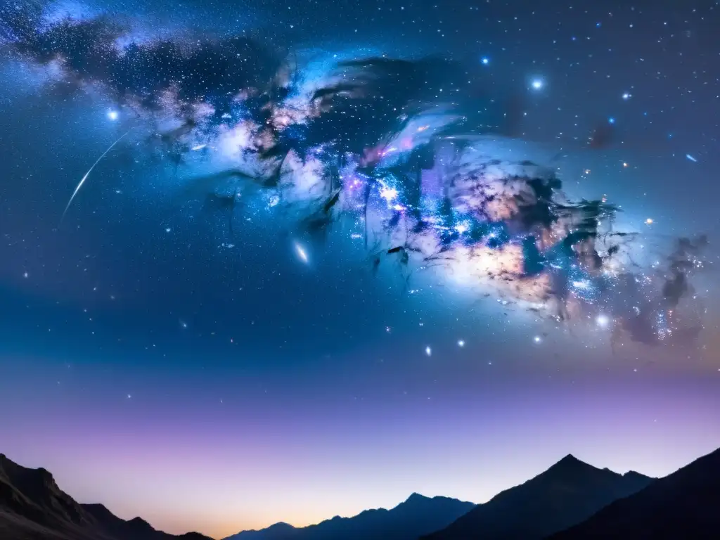Vista nocturna de estrellas brillantes con constelación de nombre árabe en un cosmos misterioso