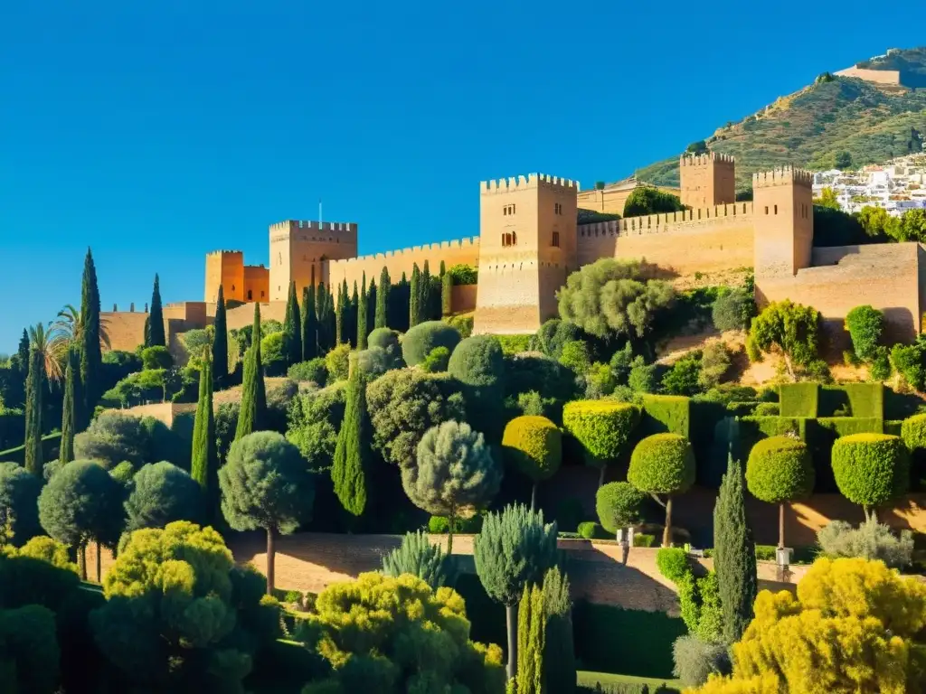 Una vista panorámica de la imponente Alcazaba de Málaga, una fortaleza histórica construida por los moros en Andalucía, España