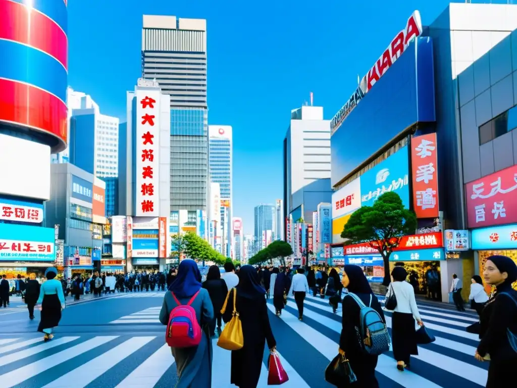 Vista urbana en Akihabara, mezcla de culturas y prácticas religiosas minoría musulmana Japón